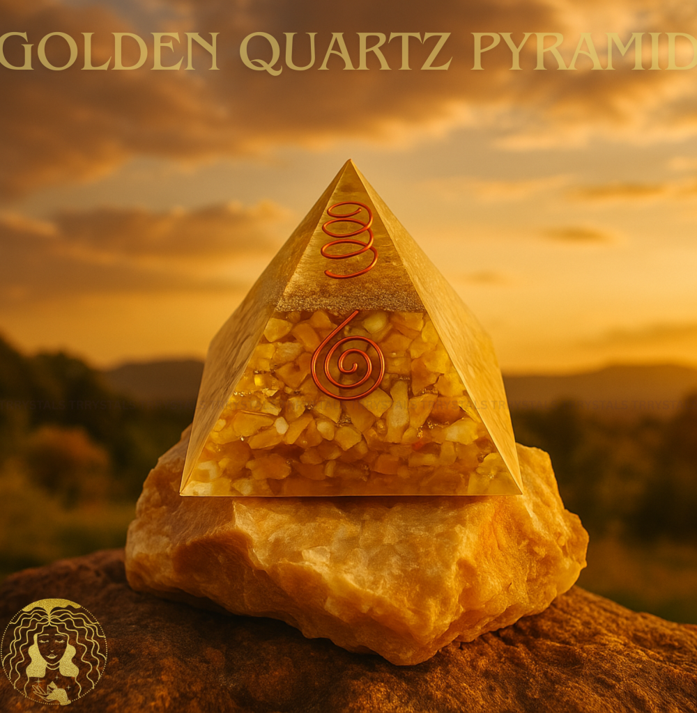 Golden Quartz Crystal Pyramid