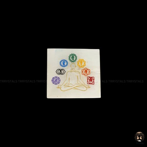 Selenite Plate: Seven Chakra Coloured