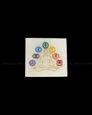 Selenite Plate: Seven Chakra Coloured