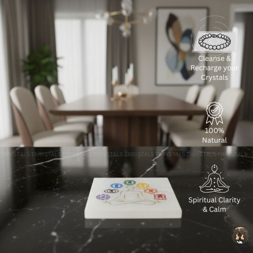 Selenite Plate: Seven Chakra Coloured