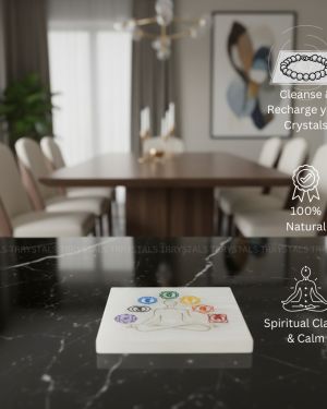 Selenite Plate: Seven Chakra Coloured