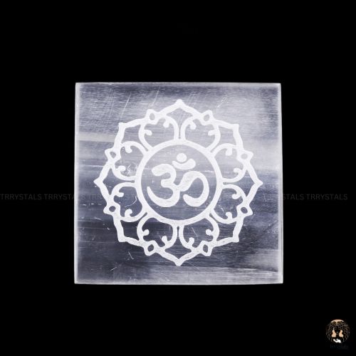 Selenite Plate: Om