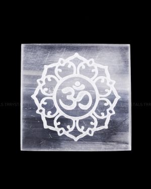 Selenite Plate: Om