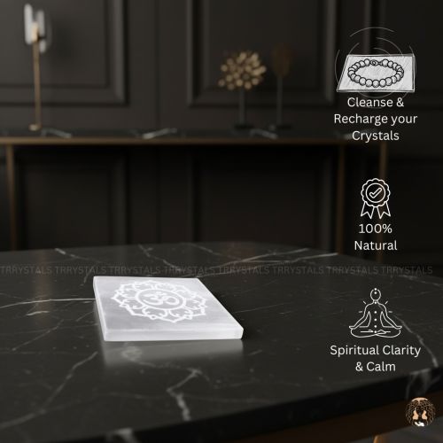Selenite Plate: Om