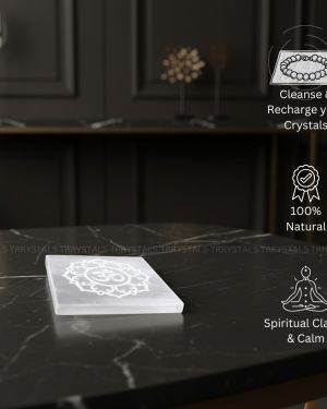 Selenite Plate: Om