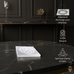 Selenite Plate: Om