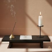 Selenite Plate: Seven Chakra with meditation symbol